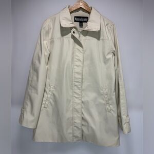 Vintage Marvin Richards Cream Lightweight Rain/Trench Coat Womens M